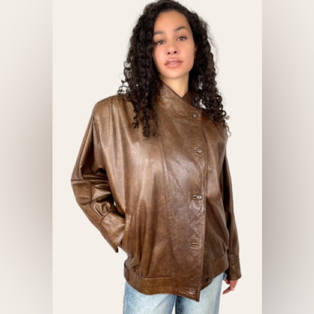 Vintage 1990's Brown Leather Jacket M/L